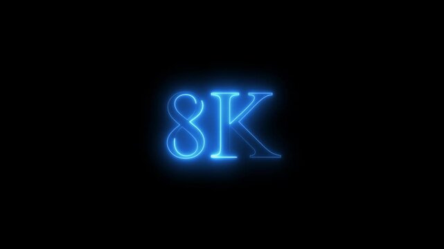 8K text animation in 4K. Easy to put into any video. Neon-colored 8K video regulation concept