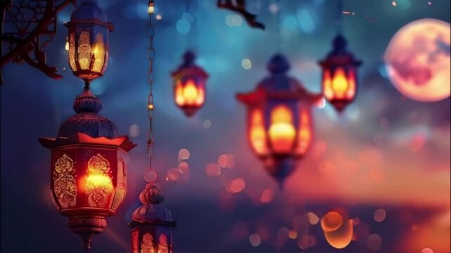 Beautiful greeting card with holiday composition for celebrate Ramadan