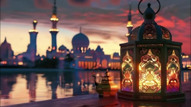 Beautiful greeting card with holiday composition for celebrate Ramadan