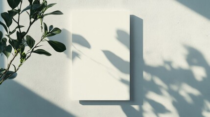 Empty vertical rectangle mockup for price list or menu with soft shadows on light gray background, featuring a minimalist design and space for text.