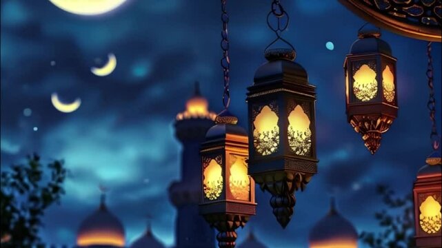 Beautiful greeting card with holiday composition for celebrate Ramadan