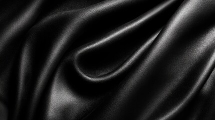 Fototapeta premium Panoramic view of a luxurious black anthracite gray leather and suede textured background showcasing elegant drapery and soft sheen.