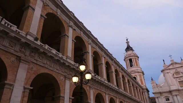 Facade of the Basilica Della Santa Casa of Loreto and the plaza