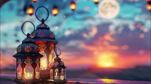 Beautiful greeting card with holiday composition for celebrate Ramadan