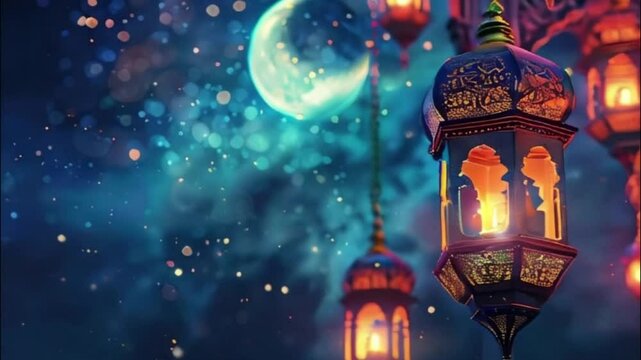 Beautiful greeting card with holiday composition for celebrate Ramadan