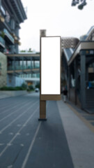 Naklejka premium Sign mock up white design empty blank advertisement marketing banner product board border frame cafe billboard business commercial shop promotion store street thailand bangkok message digital discount
