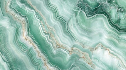 Obraz premium Smooth green marble texture on a light green background with flowing patterns and subtle golden veins enhancing its natural elegance.
