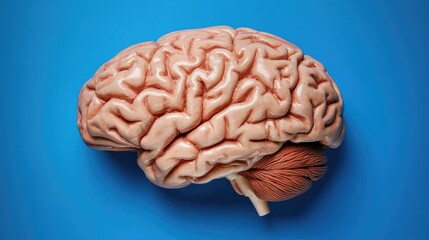 Surreal illustration of a human brain on a vibrant blue background highlighting various lobes with ample space for additional text or graphics.