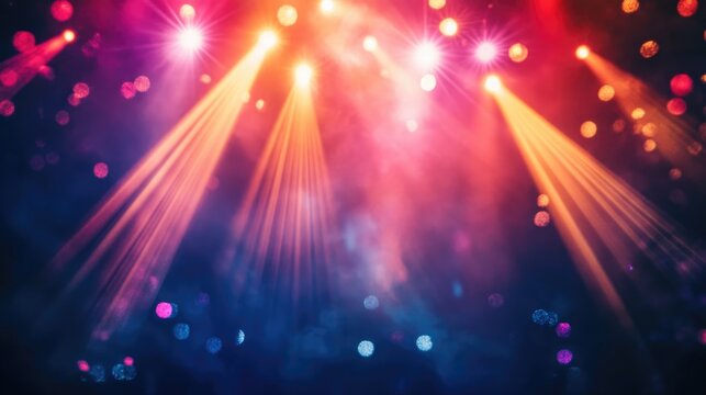 Dazzling concert lighting with vibrant laser beams and colorful spotlights creating an energetic atmosphere for live performances and events.