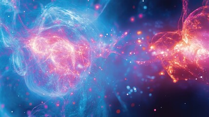 Obraz premium Vibrant galaxy texture showcasing swirling pink and blue colors, interspersed with shimmering stars and cosmic dust.