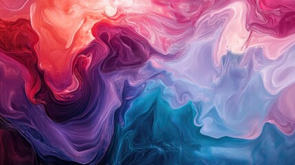 Fototapeta premium Vibrant Fluid Gradient Artwork with Dynamic Flowing Waves in Red, Blue, and Violet Hues, Creating a Mesmerizing Abstract Visual Effect, Perfect for Creative Design Use
