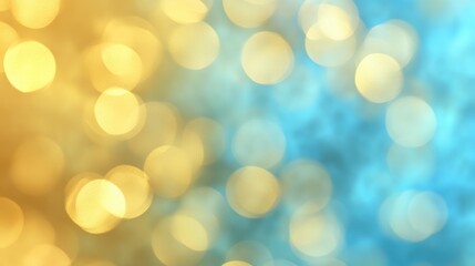 Obraz premium Blurred bokeh background showcasing shimmering blue and gold hues, perfect for festive Christmas and New Year celebrations, creating a vibrant atmosphere.