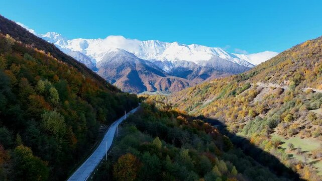 Landscape in Svaneti, Georgia, with view of the Ushba mountain