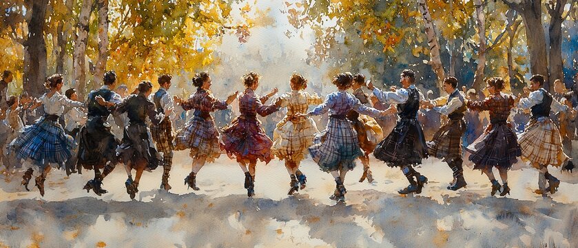 Celebration of St. Andrews Day in Watercolor Style