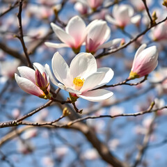 Magnificent blossom magnolia branch in spring