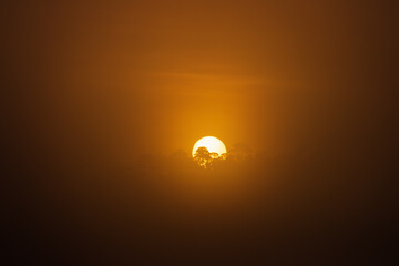 A stunning sunset over a horizon, casting a warm golden glow, perfect for nature lovers and...