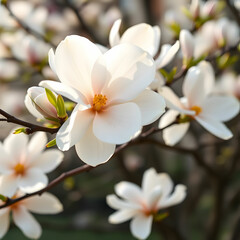Obraz premium Magnificent blossom magnolia branch in spring