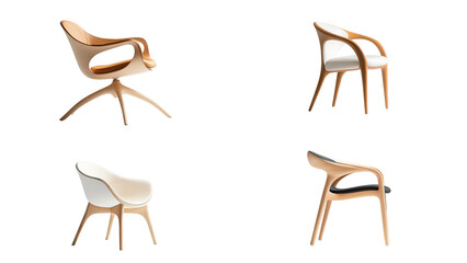 Side View of Ellick Chair, Emphasizing Its Ergonomic Curves and Stylish, Compact Design on a Plain Transparent Background - 1