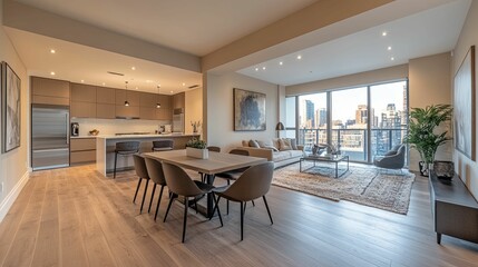 Fototapeta premium Modern Open Plan Kitchen Dining Living Room Design