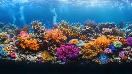 Naklejka premium Visual storytelling photography narrative, Vibrant Coral Reef Underwater Landscape