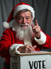 Santa Claus with a ballot box for the election campaign early voting elections