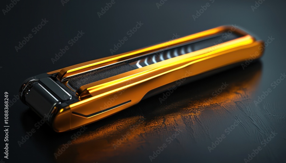 Poster three-dimensional model showcasing a precision electric razor, emphasizing sharpness.