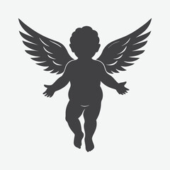 Baby Angel Silhouette Vector Art Featuring Cute Heavenly Cherub Shapes for Decorative Design Projects