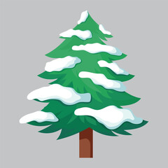 Christmas trees for greeting card, invitation, banner, web. Decorative winter objects - a star, toys, garlands, snow. Vector illustration	