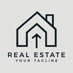 Modern minimalist real estate agency logo, house sale company logotype symbol illustration