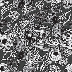 Naklejka premium seamless pattern with black, tribal, grunge, tattoo, vintage, rock, metal, dark, tribal, retro, ethnic, music, vector art illustration design