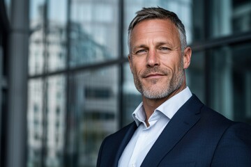 Fototapeta premium Confident businessman in suit looking at camera