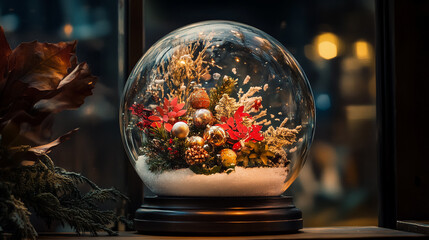 "Snow Globe with Miniature Christmas Village"