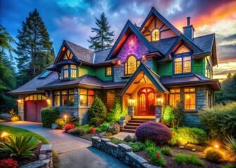 Fototapeta premium Surreal Nanaimo Family Home, Neighborhood Dream