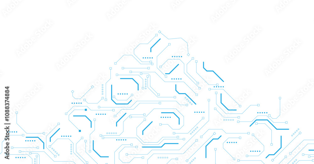 Aufkleber dark blue circuit diagram on a white background. high-tech circuit board connection system.vector ab