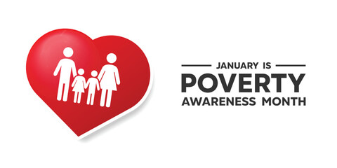 Poverty Awareness Month. People and heart. Great for cards, banners, posters, social media and more. White background.