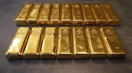 Row of gold bars on dark background.