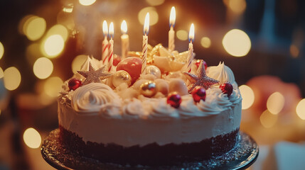 birthday cake with candles