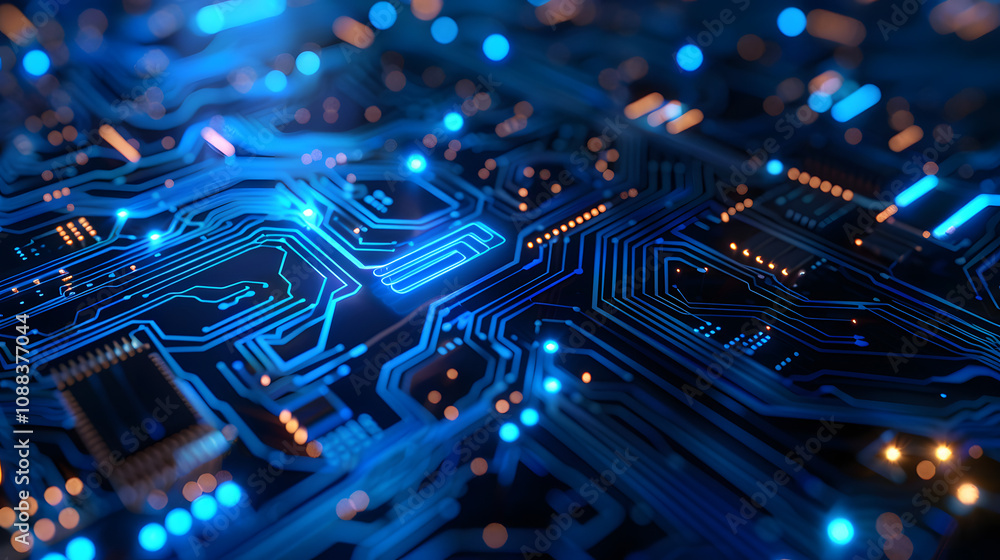 Poster modern technology circuit board illustration texture background design. waves flow. quantum explosio