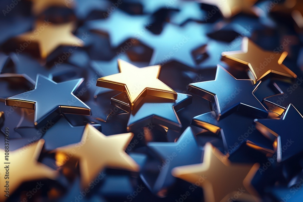 Poster visual representation of a top-quality five-star rating in 3d.