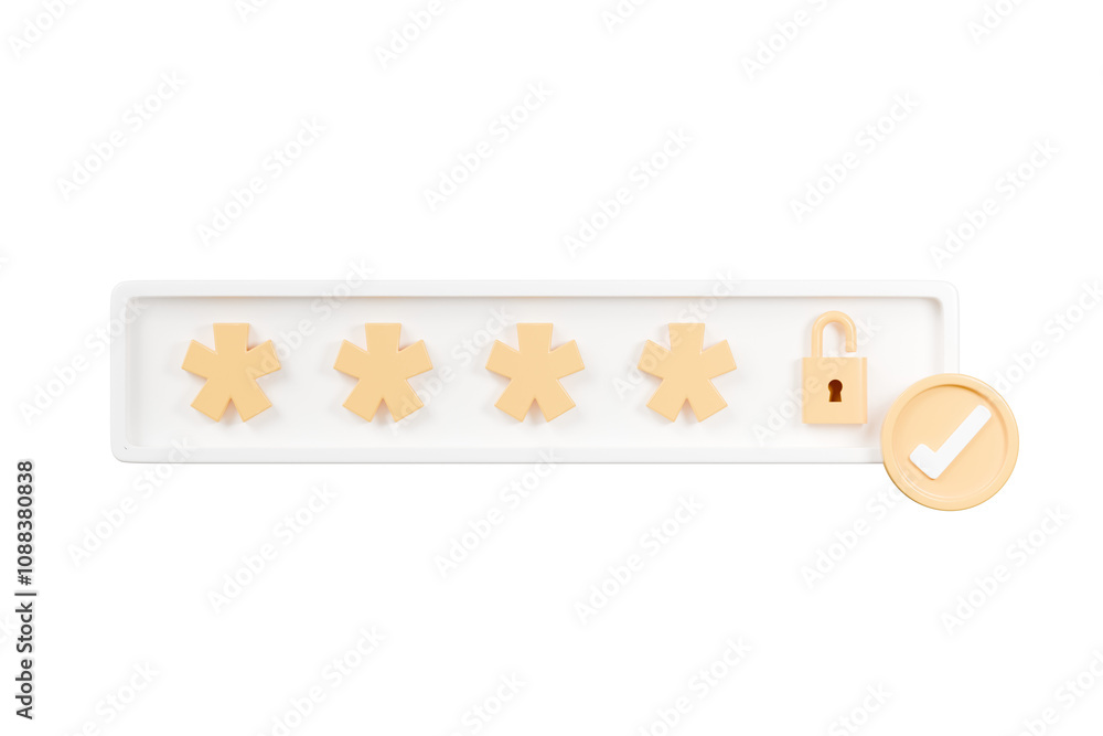 Poster 3d password with padlock icon. security protection concept. data protection, private access. minimal