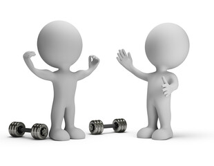 An athlete with dumbbells