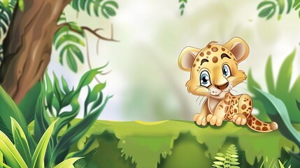 Cartoon Animal Border Background - A Whimsical Frame for Colorful and Playful Scenes. The Adorable Cartoon Animals Forming the Border, with Their Cheerful Expressions and Cute Shapes