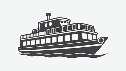 Obraz premium Ferry Silhouette Vector Illustration in High Quality for Nautical and Maritime Design Projects