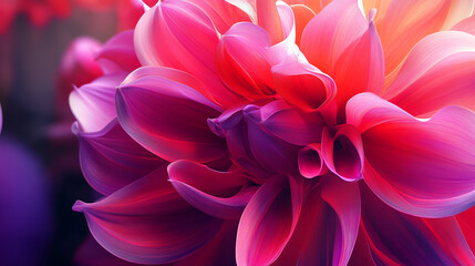 Pink Dahlia Flower Macro Photography: Vibrant Petals, Radial Symmetry, Soft Lighting