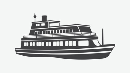 Obraz premium Ferry Silhouette Vector Illustration in High Quality for Nautical and Maritime Design Projects