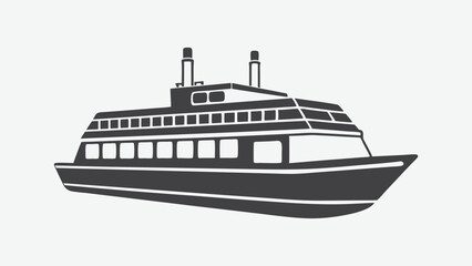 Obraz premium Ferry Silhouette Vector Illustration in High Quality for Nautical and Maritime Design Projects