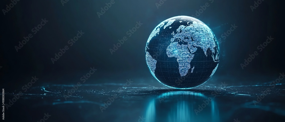 Poster personal data and social communication concept with digital graphic user icons on a world map globe,
