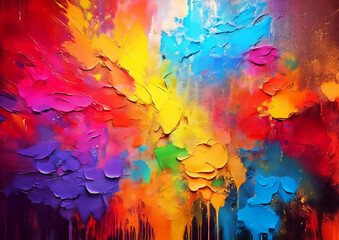 abstract background with colorful oil paint splashes on canvas, multicolored background