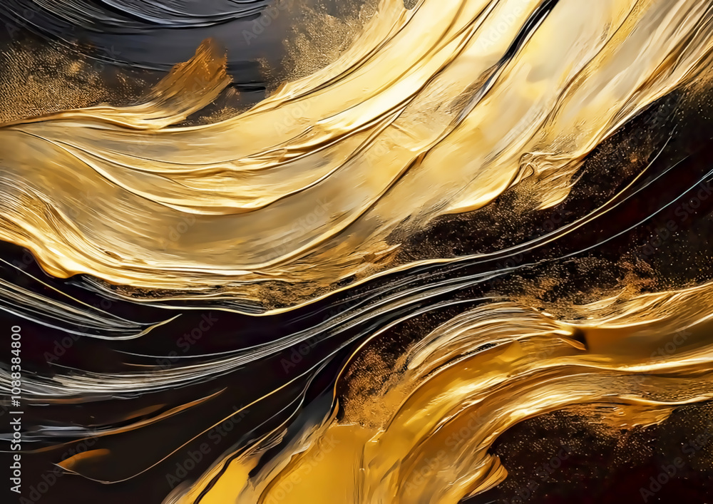 Poster gold and black abstract background. computer generated 3d rendering.
