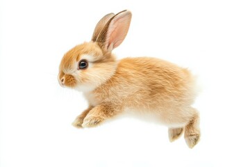Obraz premium Adorable Bunny Rabbit Jumping in the Air.